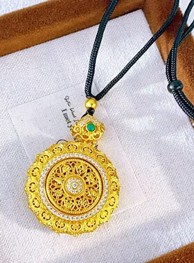 可转动花丝八宝罗盘吊坠项链