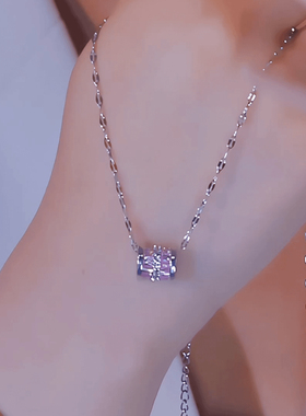 钛钢项链浪漫粉紫色小蛮腰项链百搭气质锁骨链可调节简约女士颈链