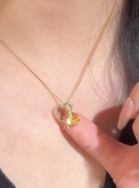 星光链秋冬新款黄色钱袋项链