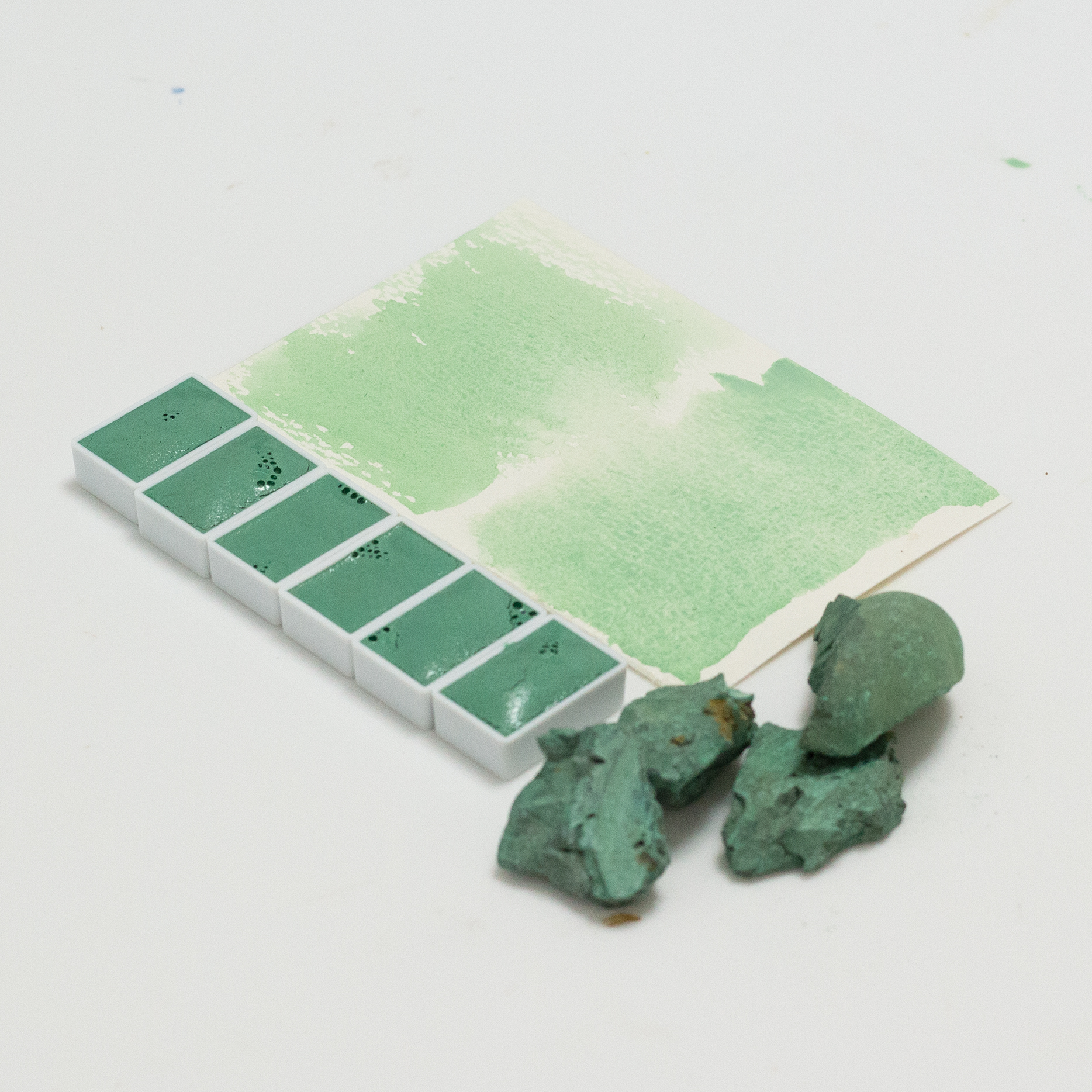 天然孔雀石 Malachite矿物手工固体水彩绿色颜料风景写生半透明绿 - 图3