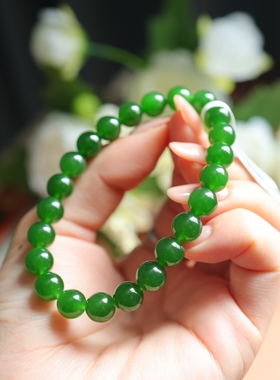 和田玉碧玉手串七号矿俄料8mm