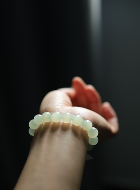 天然和田玉晴水猫眼手串11mm