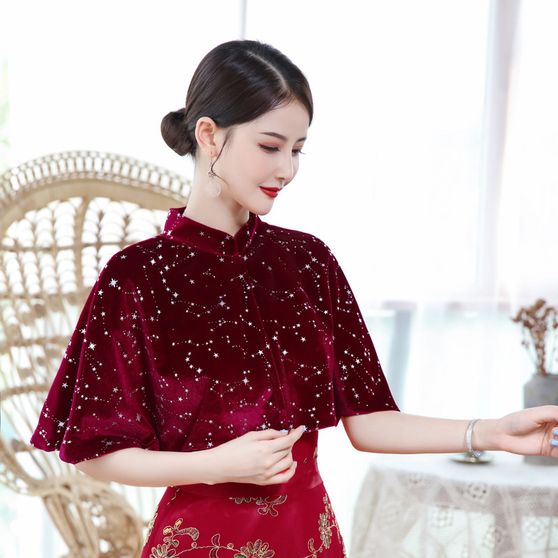 春秋披肩配外搭妈妈新款立领开衫 喜之源围巾/丝巾/披肩