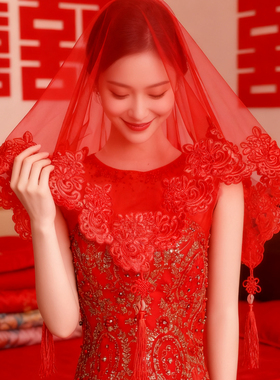 红盖头新娘秀禾高级结婚用的头纱