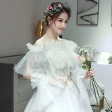 Тонкая накидка для невесты, комплект, коллекция 2022, открытые плечи