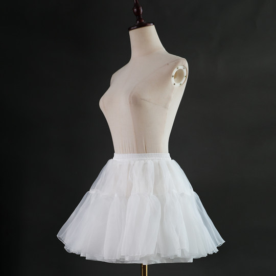 裙撑日常微蓬Lolita百搭30cm洛丽塔蓬蓬中短款欧根纱软纱两层无骨