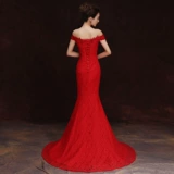 Свадебное платье для невесты, красное вечернее платье, крой «рыбий хвост»