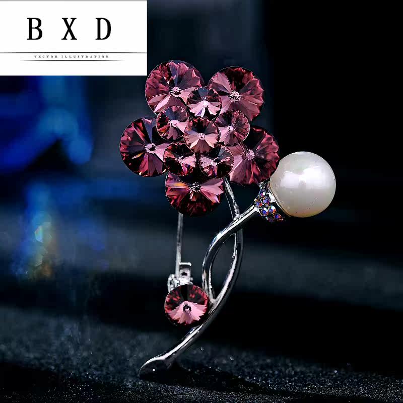 胸针女配饰镶施华水晶胸花 宾希迪胸针