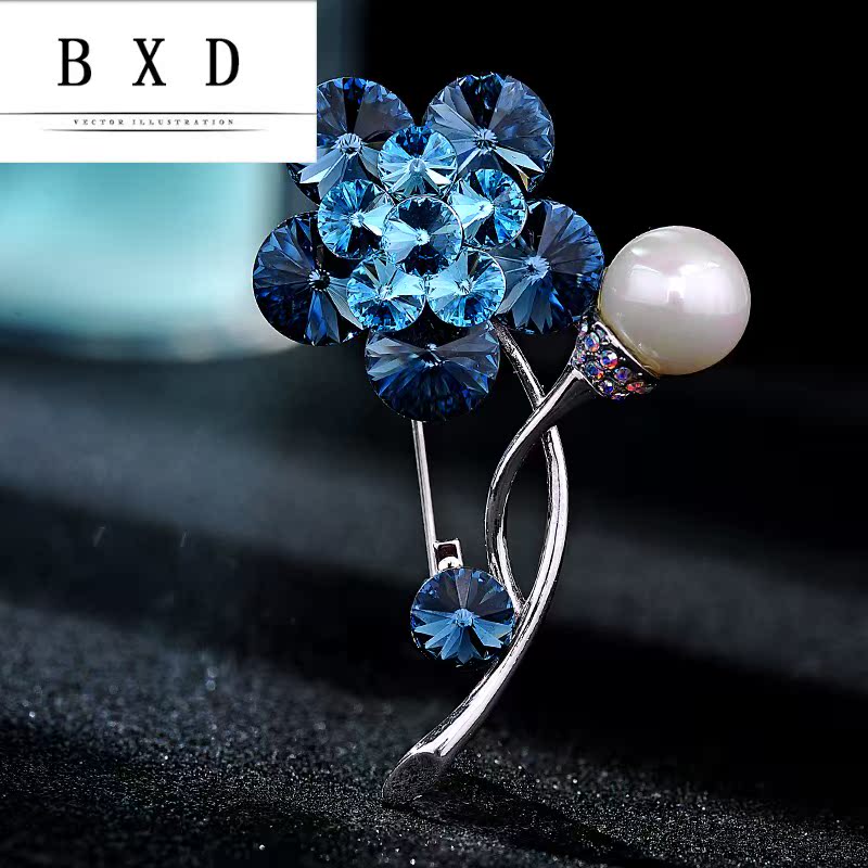 胸针女配饰镶施华水晶胸花 宾希迪胸针