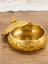 Dragon Horse ashtrays Office upscale Anti-flying ash Large number with cover Creativity Pendulum SMOKE CYLINDER PURE BRASS HOME LIVING ROOM
