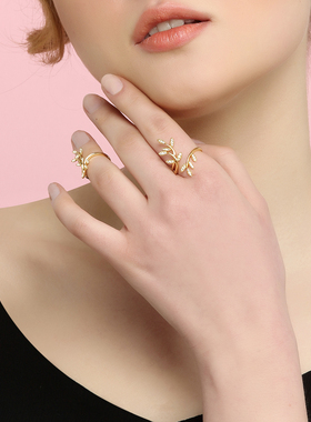 轻奢橄榄枝冷淡风戒指环景甜同款