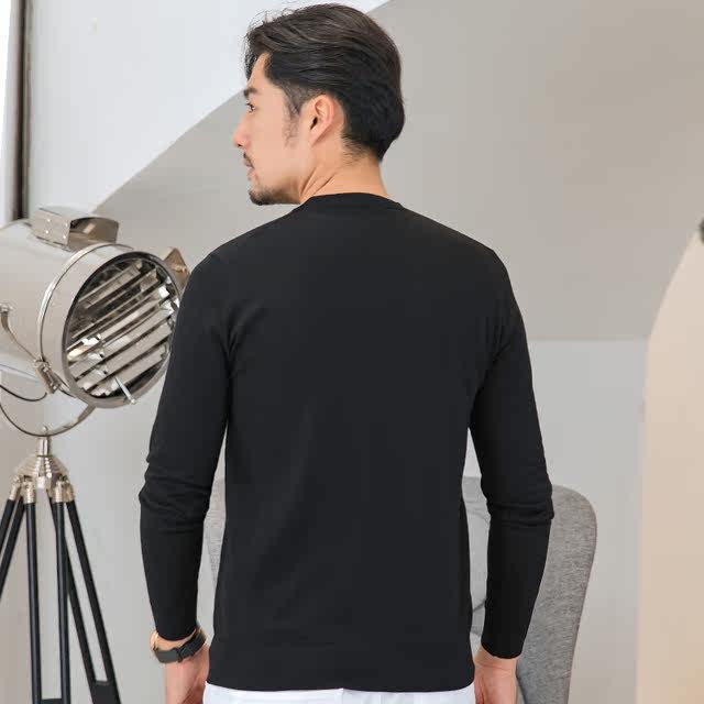 BM spider embroidered sweater knitted cardigan for men round neck slim solid color long sleeve trendy handsome Korean style autumn and winter