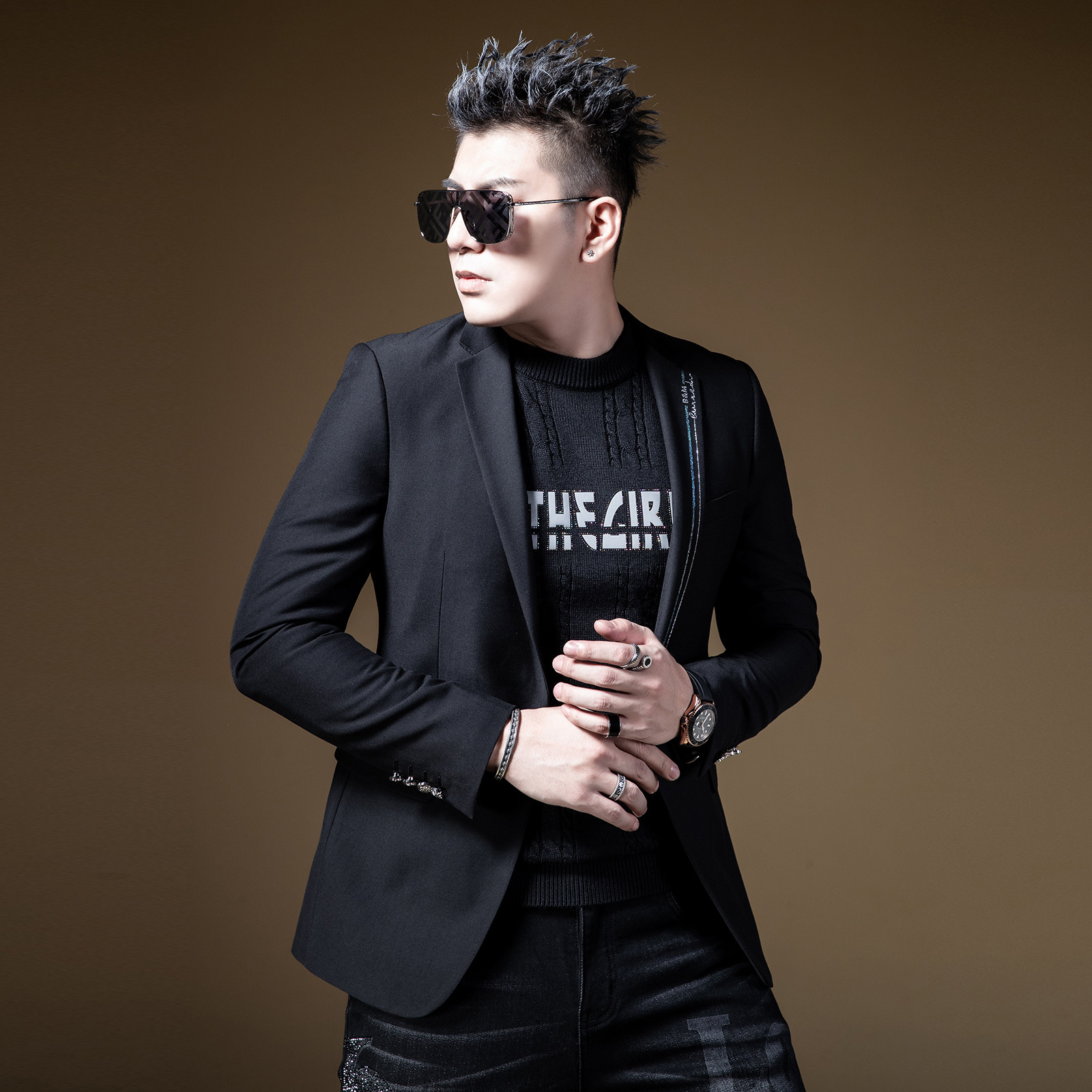 BM烫钻条纹高级感炸街男装轻熟风休闲西装男2021年新款帅气西服秋,淘宝优惠券,粉丝福利购,淘宝优惠卷