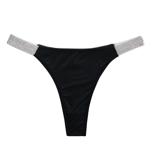 欧美丁字裤女士性感亮片冰丝舒适透气运动健身无痕T裤内裤大码 - 图3