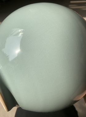 新品出窑，手拉坯重器，天青釉蝉翼纹开片微瑕花瓶仿古摆件收藏品