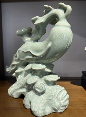 人参如意汝窑摆件汝瓷仿古纯手工家居玄关客厅书房博古架乔迁送礼