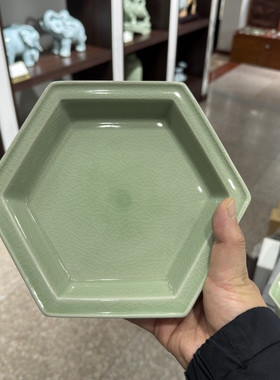 汝州原产地直发高端六角形汝瓷花盆全手工汝瓷竹梅兰养花收藏摆件