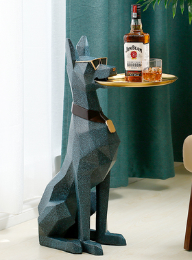 杜宾犬客厅摆件大型落地狗电视柜