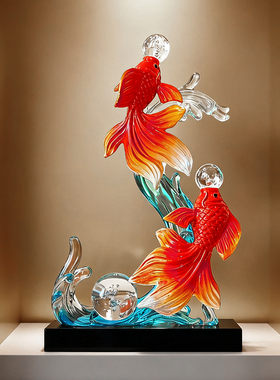 风生水起锦鲤鱼摆件招财客厅玄关