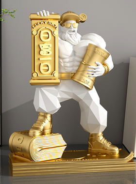 暴力发财肌肉财神爷摆件开业礼物