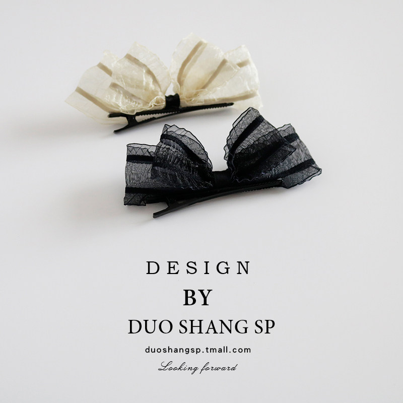 蕾丝超仙蝴蝶结发夹女后脑勺侧边夹刘海夹简约顶夹气质网红鸭嘴夹,淘宝优惠券,粉丝福利购,淘宝优惠卷