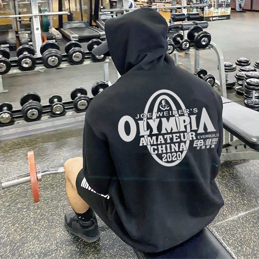 Olympia奥赛2021新款运动休闲卫衣男女健身训练宽松连帽加绒加厚 - 图2
