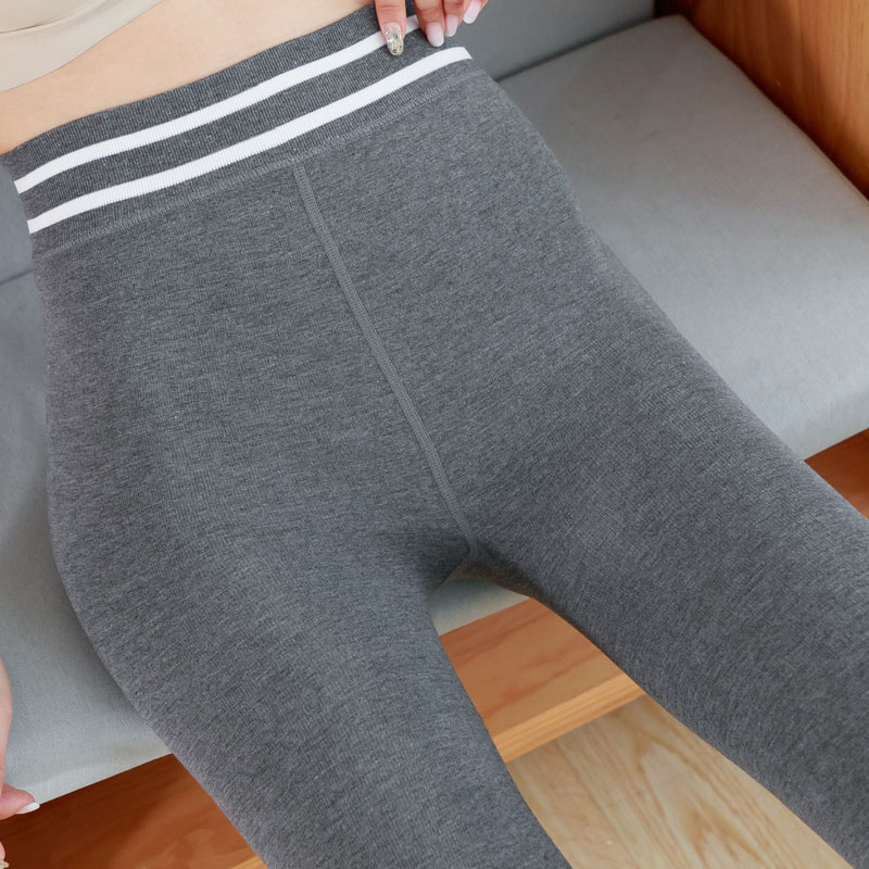 灰色紧身高腰加绒外穿春秋款打底裤 lezup打底裤