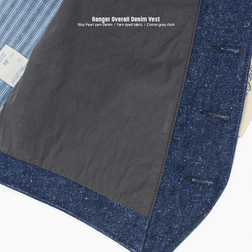 Ranger Overall 雪花牛仔四袋美式复古 马甲 纯棉 咔叽工装背心马 - 图1