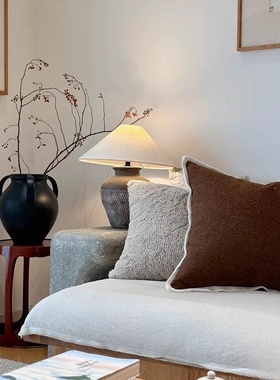 侘寂风法式中古风陶瓷花瓶复古三耳陶罐民宿黑色花器家居客厅摆件