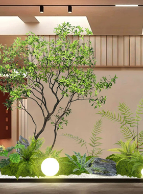 绿植造景仿真马醉木植物室内景观楼梯假树仿生入户仿真鸡爪槭造景