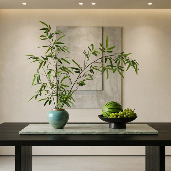 Bamboo simulation green plants high-end light luxury Song Dynasty aesthetic Zen ornaments new Chinese style dining table decoration tea room display