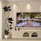 Simulated green plant black diamond rubber tree living room interior