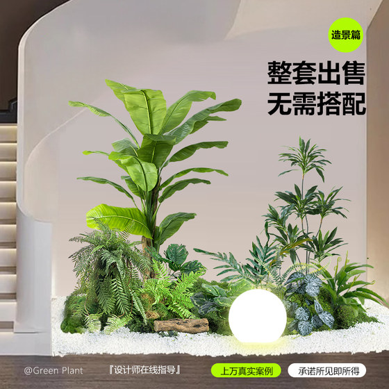 Simulated green plant landscaping combination indoor entrance