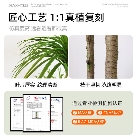 Simulated green plant Dracaena, high-end light luxury interior decoration, large floor-standing ornaments, fake trees, fake flowers, large potted plants