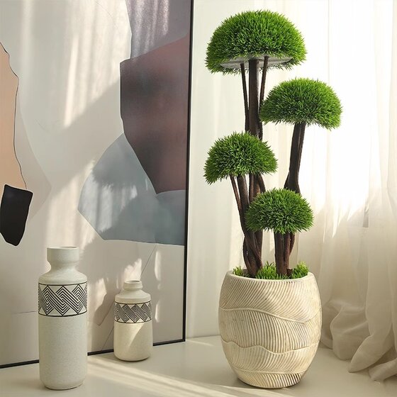 Simulated green plant bonsai mushroom tree office interior decoration hotel lobby ornaments simulated fake tree landscaping