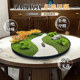 Large round table with flowers in the center of the turntable