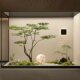 Simulated green plants, large maple trees and maples