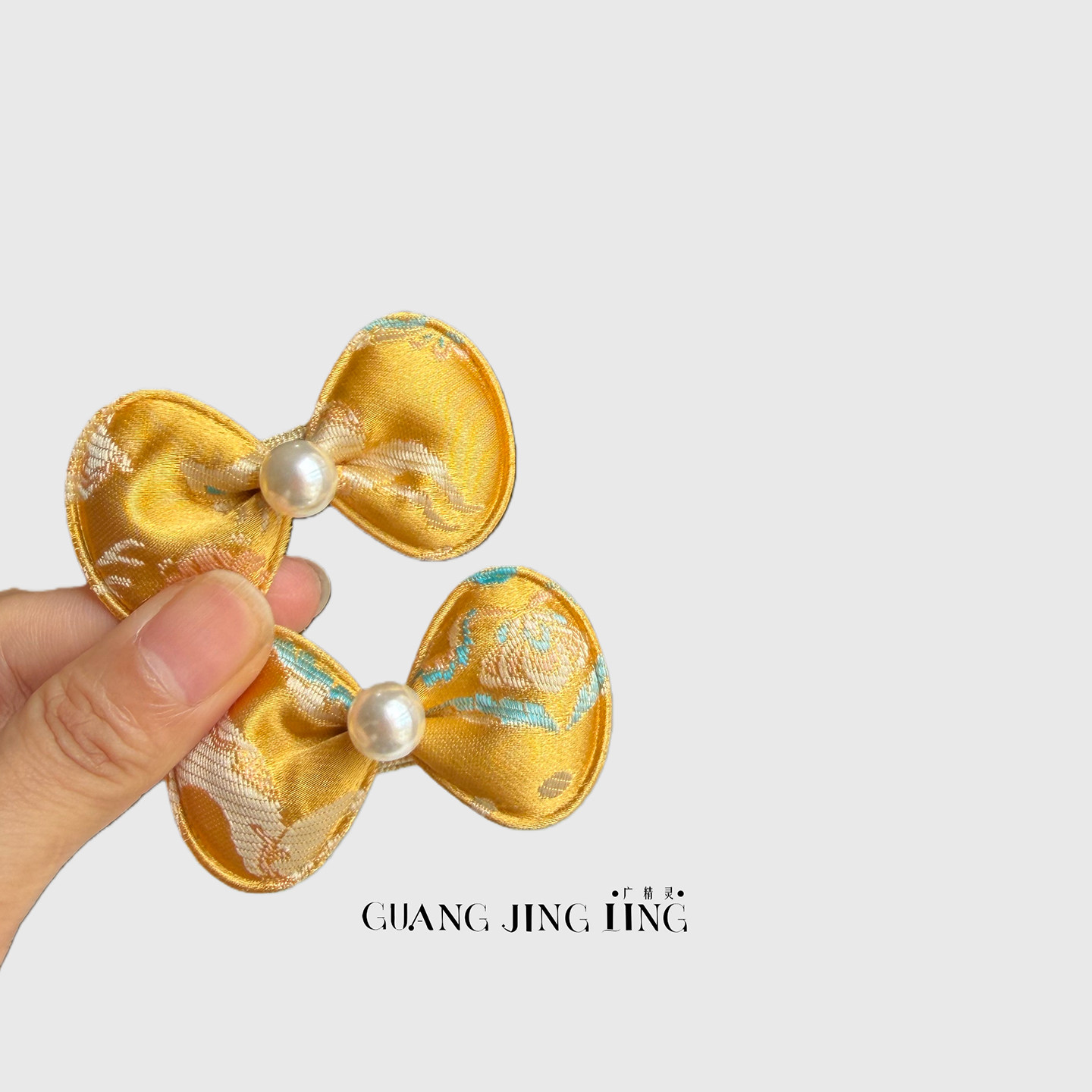 新中式贵气黄珍珠蝴蝶结发夹女宝宝发卡唐装汉服配饰对夹婴儿头饰,淘宝优惠券,粉丝福利购,淘宝优惠卷