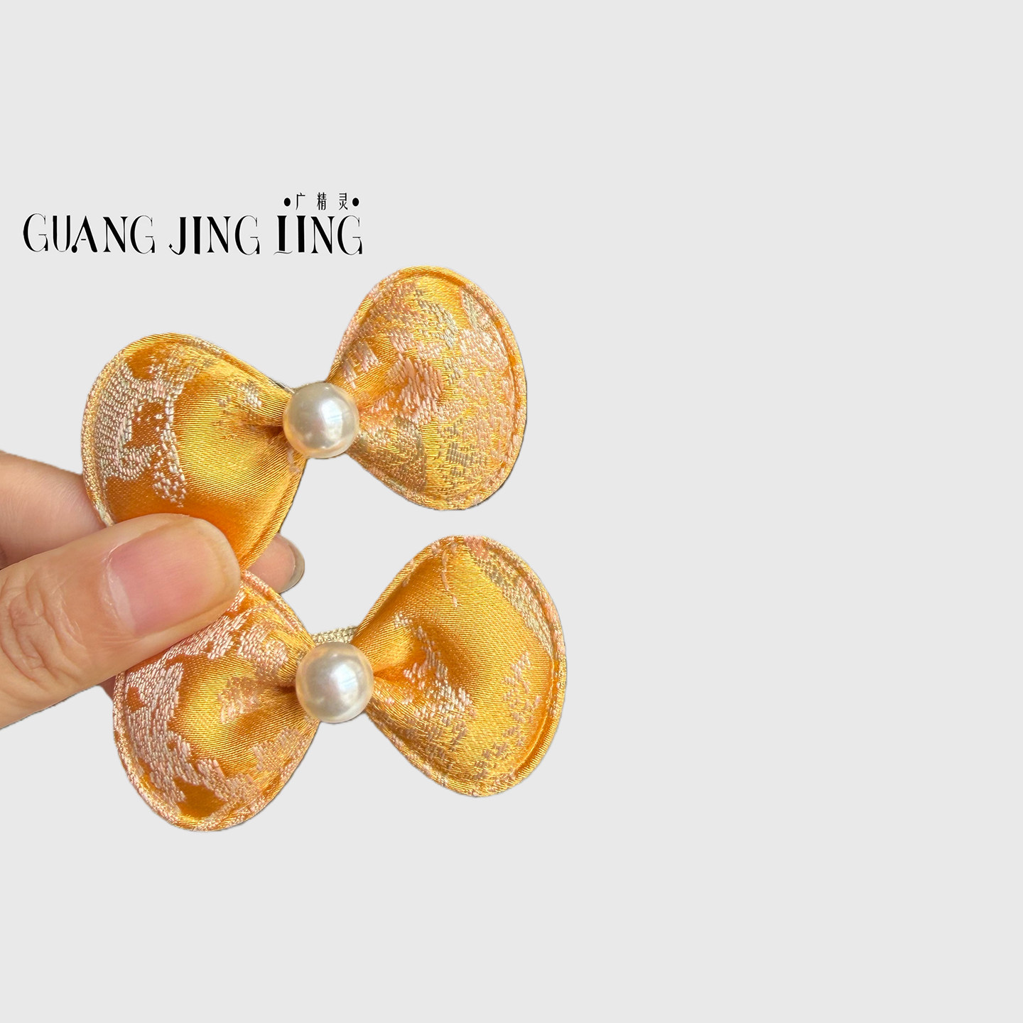 新中式贵气黄珍珠蝴蝶结发夹女宝宝发卡唐装汉服配饰对夹婴儿头饰,淘宝优惠券,粉丝福利购,淘宝优惠卷