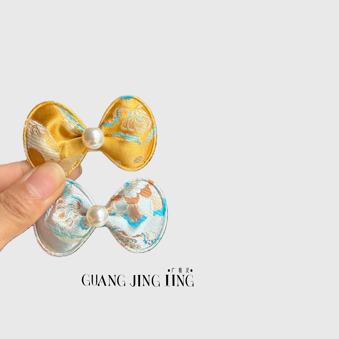 新中式贵气黄珍珠蝴蝶结发夹女宝宝发卡唐装汉服配饰对夹婴儿头饰,淘宝优惠券,粉丝福利购,淘宝优惠卷