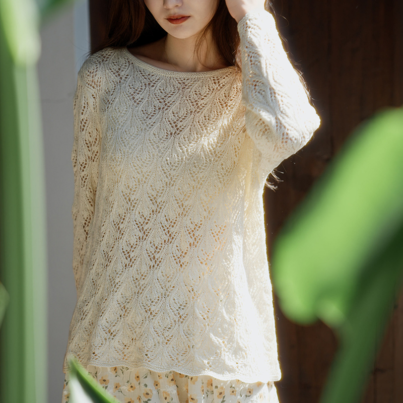 编织人生325雅白云清镂空套头衫材料包手工diy毛线春季薄款含教程,淘宝优惠券,粉丝福利购,淘宝优惠卷