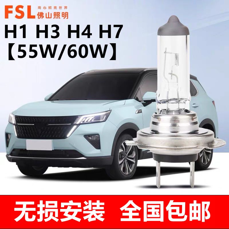 Foshan Lighting car headlight 12v headlight h1h4h11h7 halogen bulb 24v high beam low beam headlight fog light