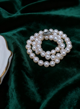 大点位8-9mm近圆微瑕珍珠项链送长辈生日礼物妈妈链天然淡水珍珠