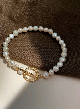 小众设计轻奢高级感天然异形巴洛克淡水珍珠手链OT扣气质百搭手串