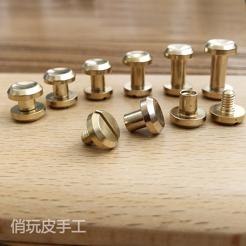 黄铜凹面皮带螺丝车轮钉手工DIY皮革皮具手袋箱包五金直径10mm-图2