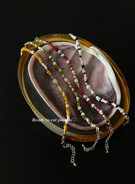 旅行手记*彩色瓷珠天然珍珠手链