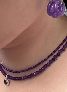 紫鸢*守渊紫水晶宝石吊坠项链