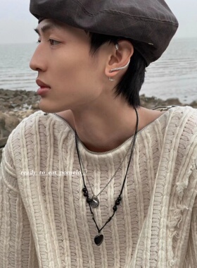 手作玉石可调节爱心项链JOY同款