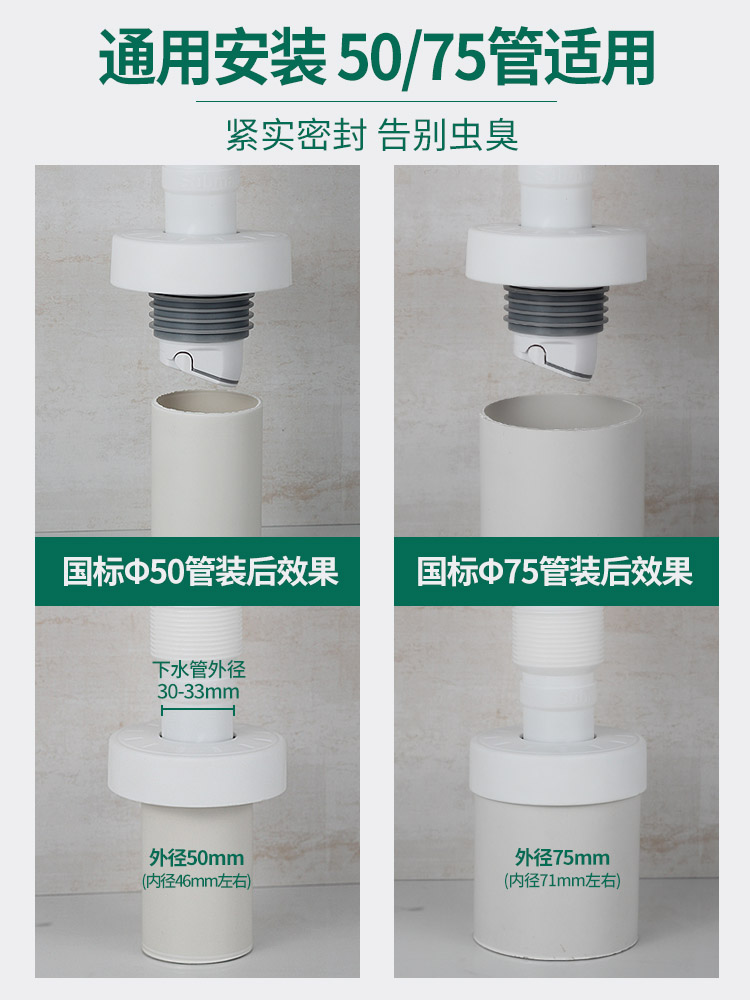 潜水艇下水管防返臭神器密封塞洗脸池洗手盆厨房排水管道防臭封口-图1