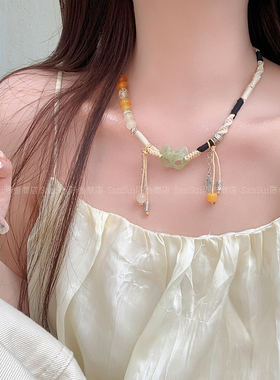 新中式狐狸面具编织串珠项链